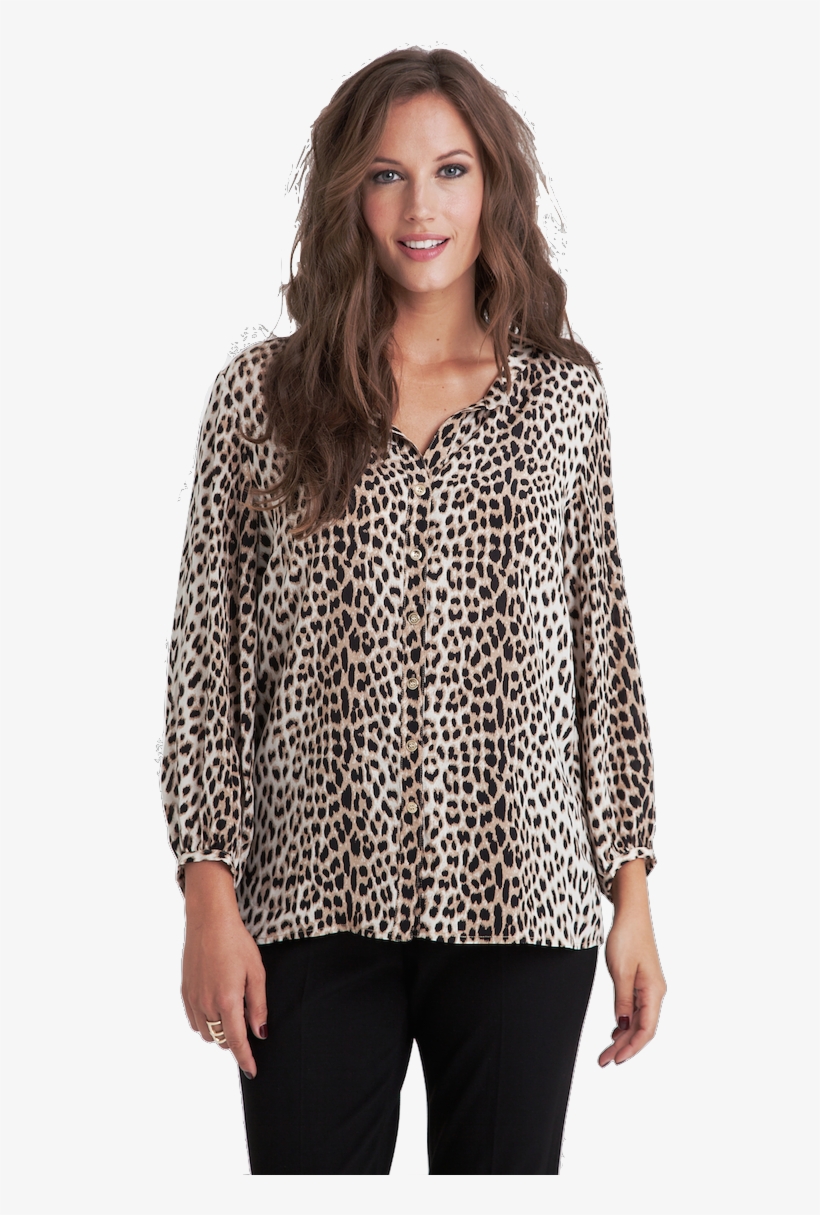 The Sophie Blouse In Leopard - Photo Shoot, transparent png download