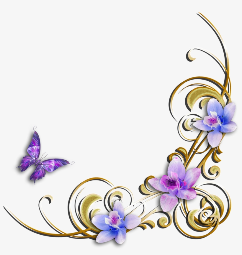 Pink Swirl Clipart Best - Esquineros Mariposas Y Flores Png, transparent png download