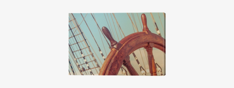 Steering Wheel Of Old Sailing Vessel Canvas Print • - Steering Wheel Ship Photography, transparent png download