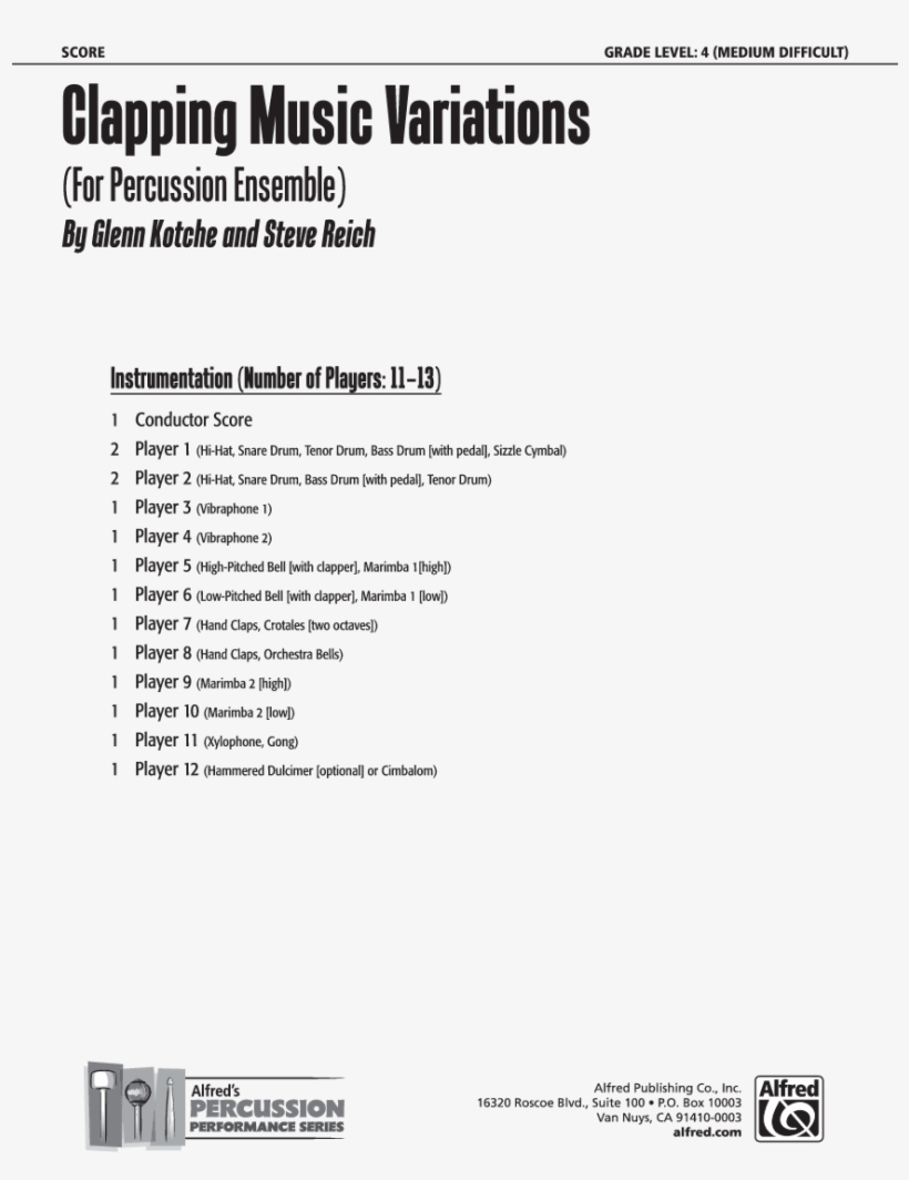 Clapping Music Variations Thumbnail Clapping Music - Alfred Music, transparent png download