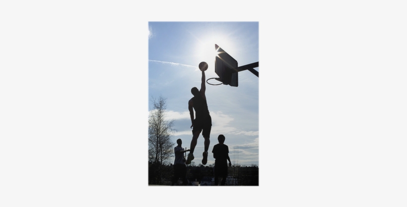 Basketball Silhouette Player Dunking In A Game Poster - Streetball, transparent png download