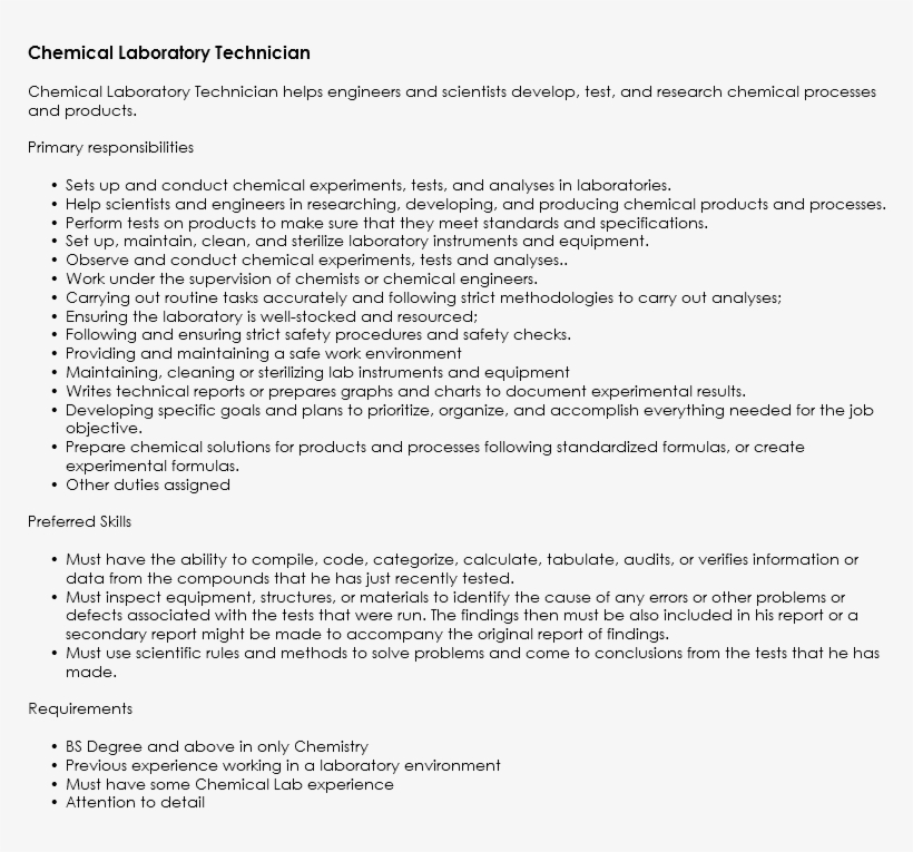 Chemical Laboratory Technician Chemical Laboratory - Sydney, transparent png download