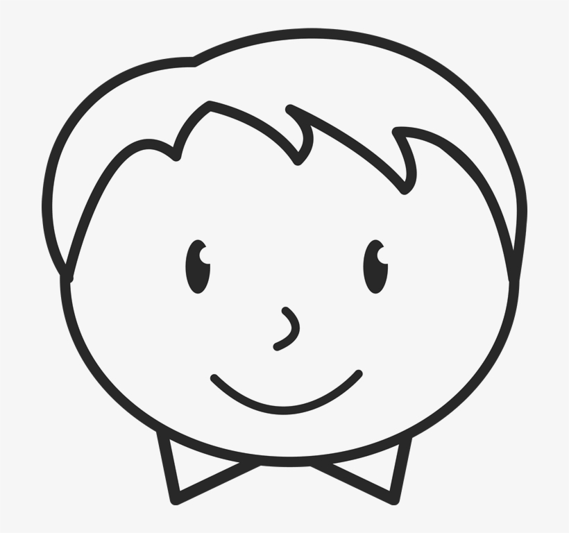 Boy With Messy Hair And Bow Tie Face Stamp - Boy Stick People Faces, transparent png download