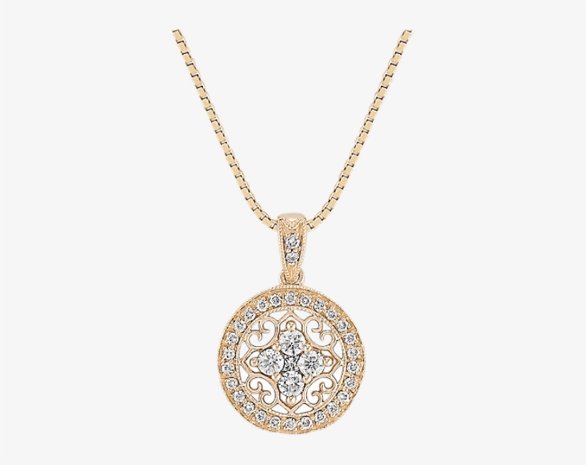 For A Sunshining Day - Princess Cut And Round Diamond Circle Pendant (18"), transparent png download