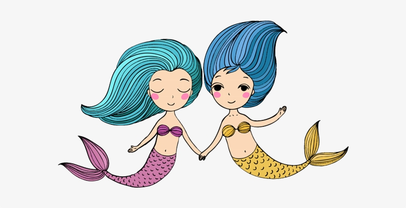 A Mermaid's Tail - Two Cartoon Mermaids, transparent png download