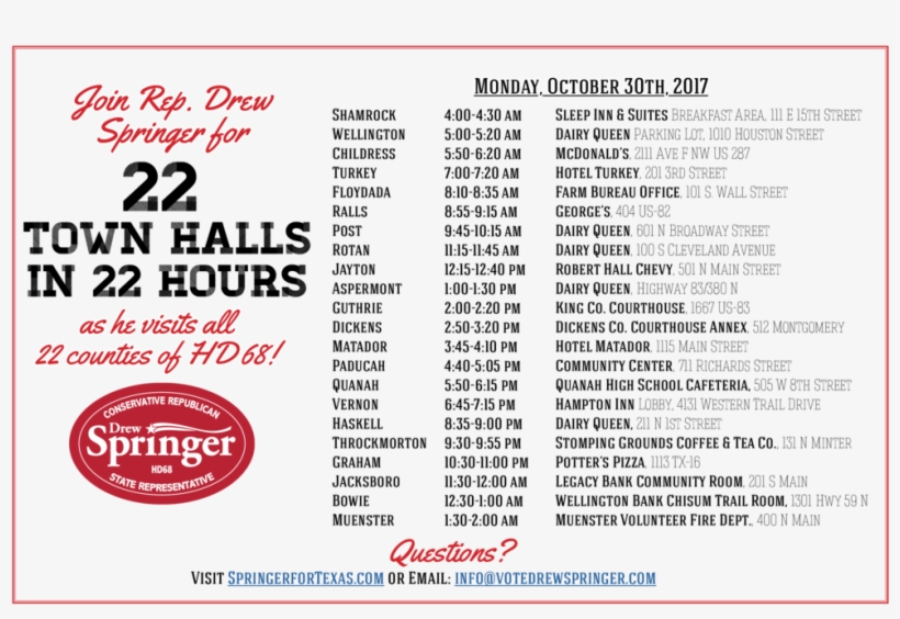 Springer Announces 22 Town Hall Tour In 22 Hours Visiting - Portable Network Graphics, transparent png download