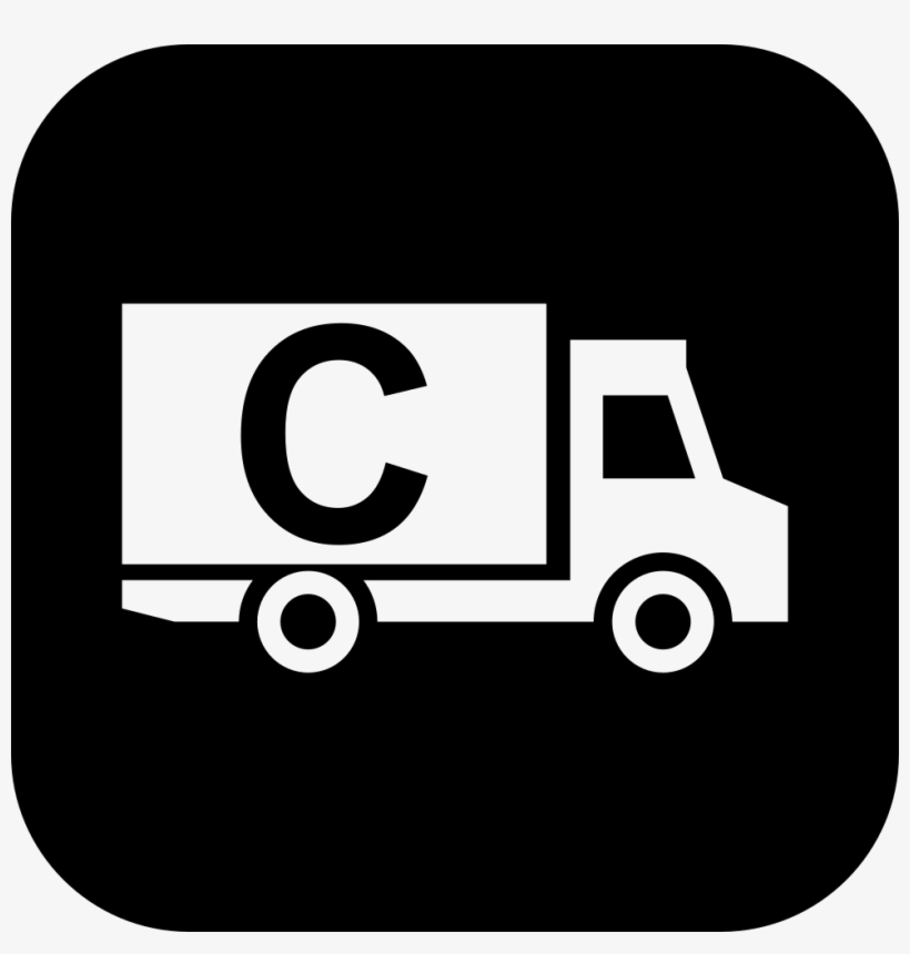 Cargo Truck With Letter C On Black Square Background - Logistics Icon Png White, transparent png download