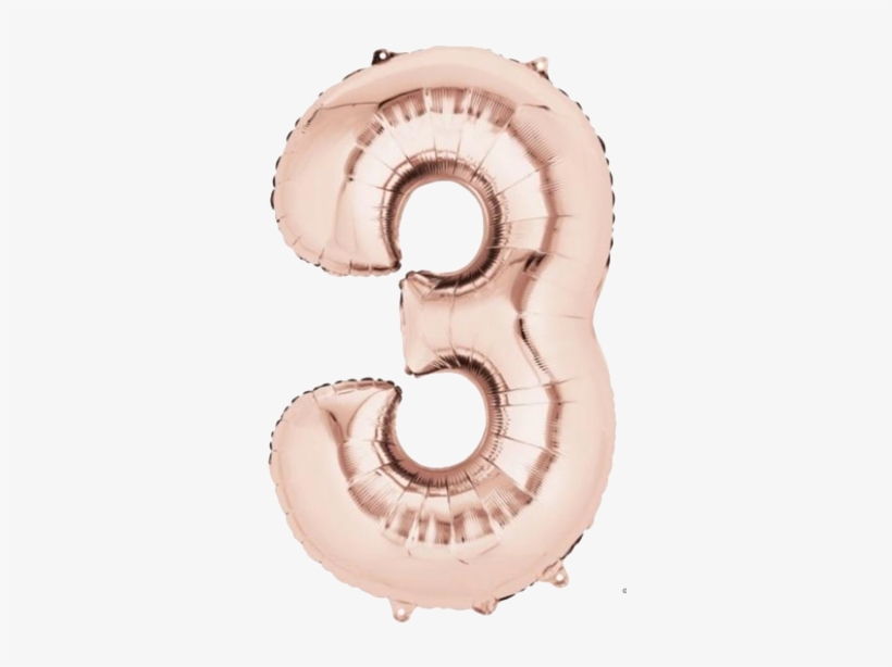 Number 3 Jumbo Rose Gold Foil Balloon Number Foil Balloon Png Png Image Transparent Png Free Download On Seekpng