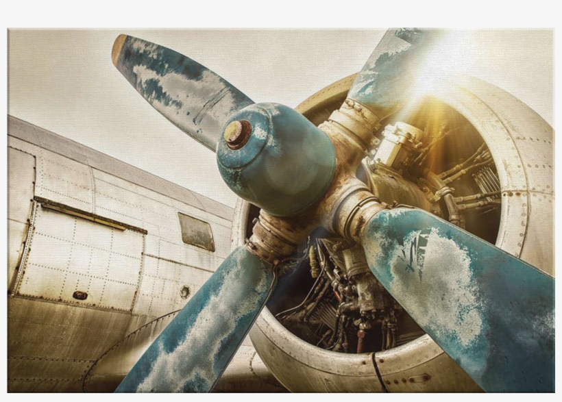 Old Airplane Canvas Wrap - Retro Wwii Aviation Wall Decor, transparent png download