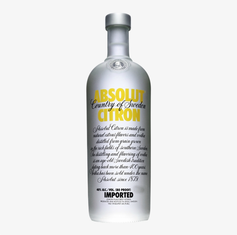 Absolut Citron Vodka 750ml, transparent png download