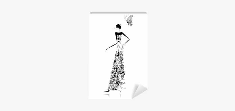 Fashion Girl Silhouette In Wedding Dress For Your Design - Wedding Dress, transparent png download