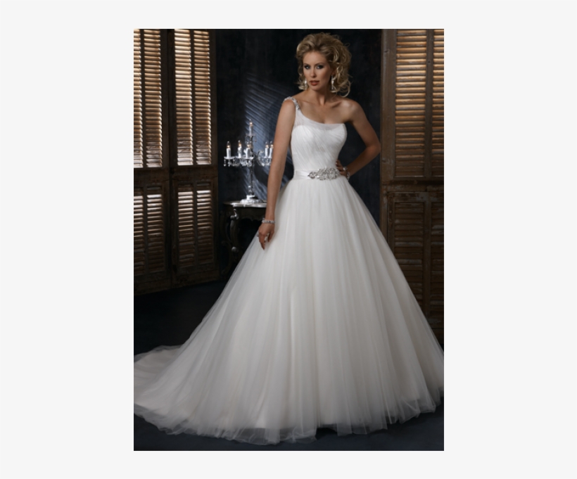 Buy Organza Embroidery One Shoulder Neckline Wedding - Maggie Sottero Annika Marie, transparent png download