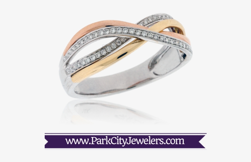 Tri Gold Overlapping Diamond Band - Peridot And Diamond Halo Ring, transparent png download