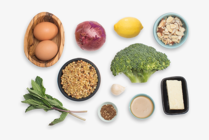 Roasted Broccoli & Fregola Sarda Salad With Hard-boiled - Eggs Top View Png, transparent png download