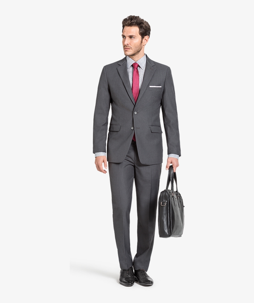 Blue Checked Merino Wool Suit Grey Wool Suit - Overcoat, transparent png download