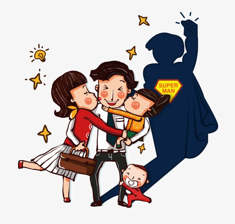 Hand Drawn Illustration Father And Daughter Png - 相亲 相爱 一家 人, transparent png download