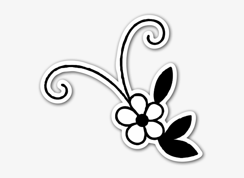 Cute Black And White Flower Sticker - Flores En Negro Png, transparent png download