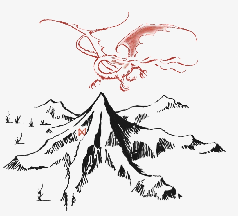 Lonely Mountain Drawing - Smaug And The Lonely Mountain, transparent png download