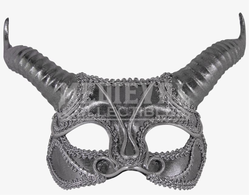 Shining Silver Faun Mask - Silver Half Mask With Horns 79551, transparent png download