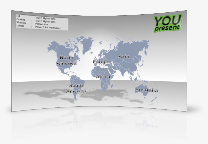 World Map Template For Powerpoint By Youpresent - World Map, transparent png download
