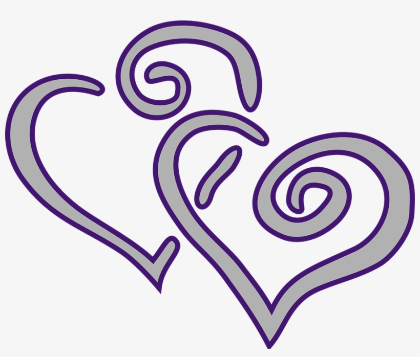 Heart Drawing Clip Art - Purple Hearts, transparent png download