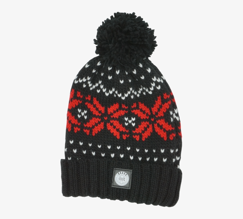 Fair Isle Black/white/red Beanie - Fair Isle Snowstar Bonnet Tombant Bleu Marine Avec, transparent png download