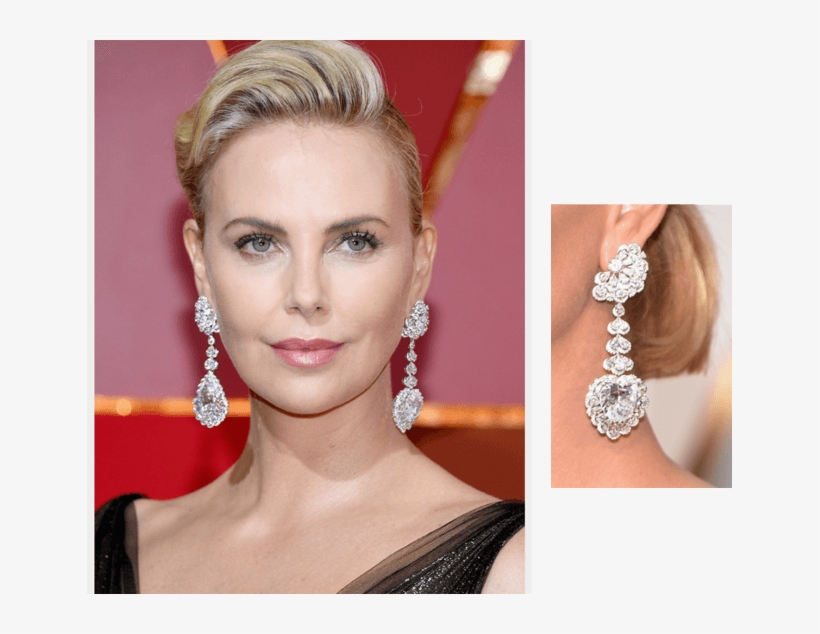 Charlize Theron's Chopard Earrings - Charlize Theron Oscars 2017, transparent png download