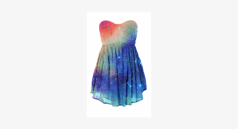 Dress, Galaxy, And Blue Image - Galaxy Rainbow Dress, transparent png download