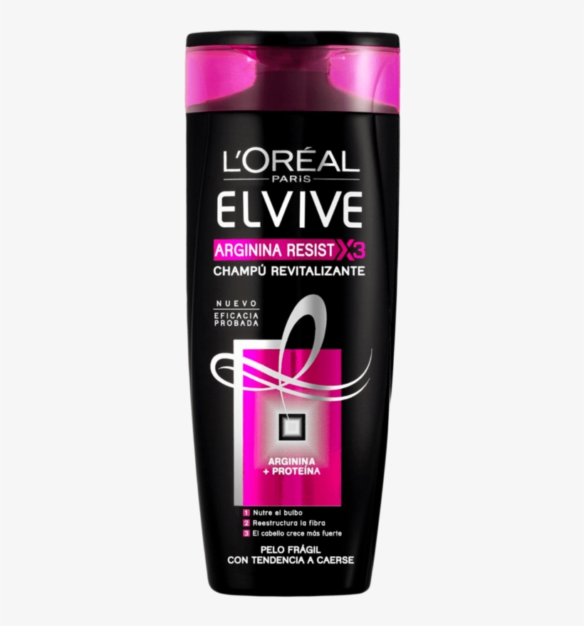 L'oreal Paris Elvive Arginine Resist X3 Shampoo Bottle - Elvive Arginina Resist X3 Champú, transparent png download