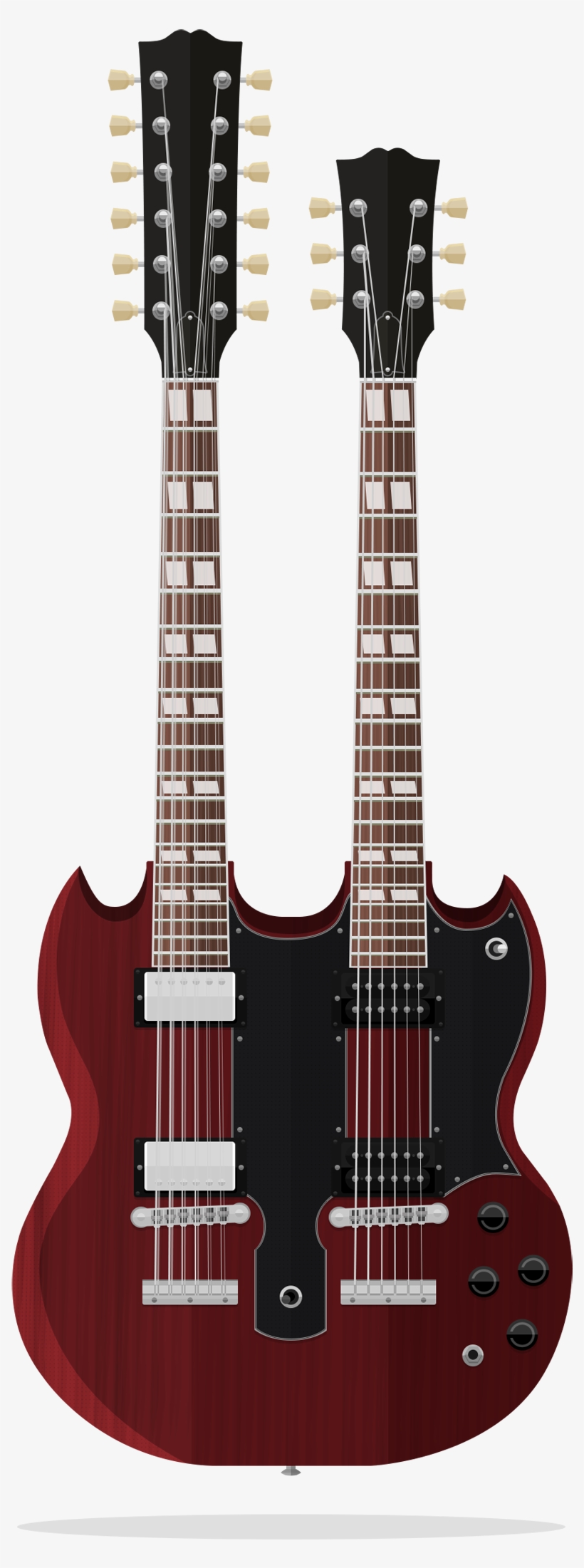 Great Illustrations Flat Guitars Website - Double Neck Sg Png, transparent png download