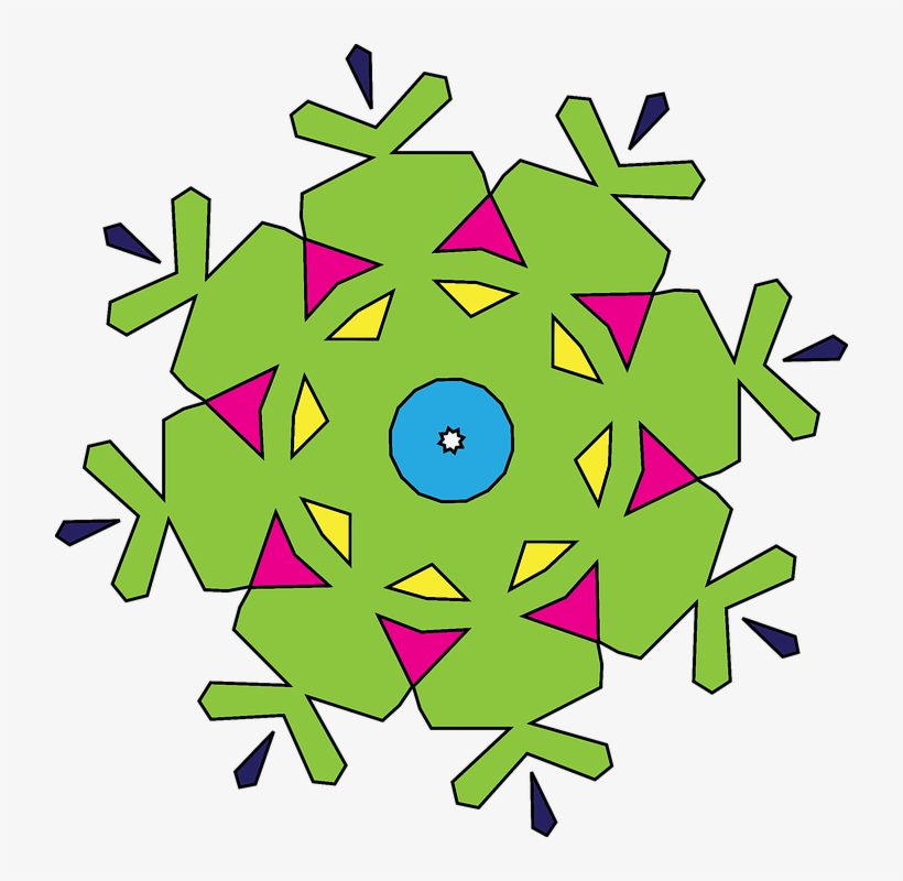 Kaleidoscope Geometric Shapes Abstract Pattern - Simple Green Snowflake Mugs, transparent png download