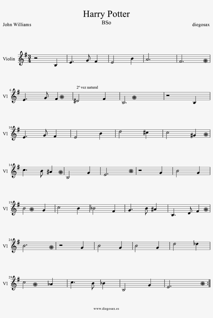 Harry Potter Viol%c3%adn-1 - Partitura Flauta Travesera Harry Potter, transparent png download