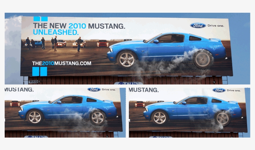 Mustang Smoking-burnout Billboard - Ford Billboard, transparent png download