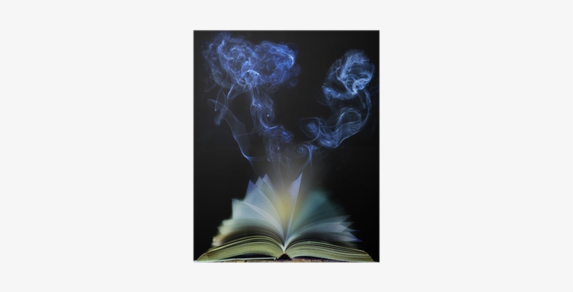 Abstract Of Open Book Page With Moving Smoke On Black - Book, transparent png download