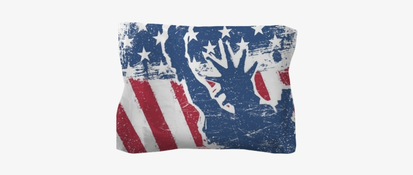 American Flag And Liberty Statue Silhouette Grunge - Stretched Canvas Print: Vintage American Flag Detail,, transparent png download