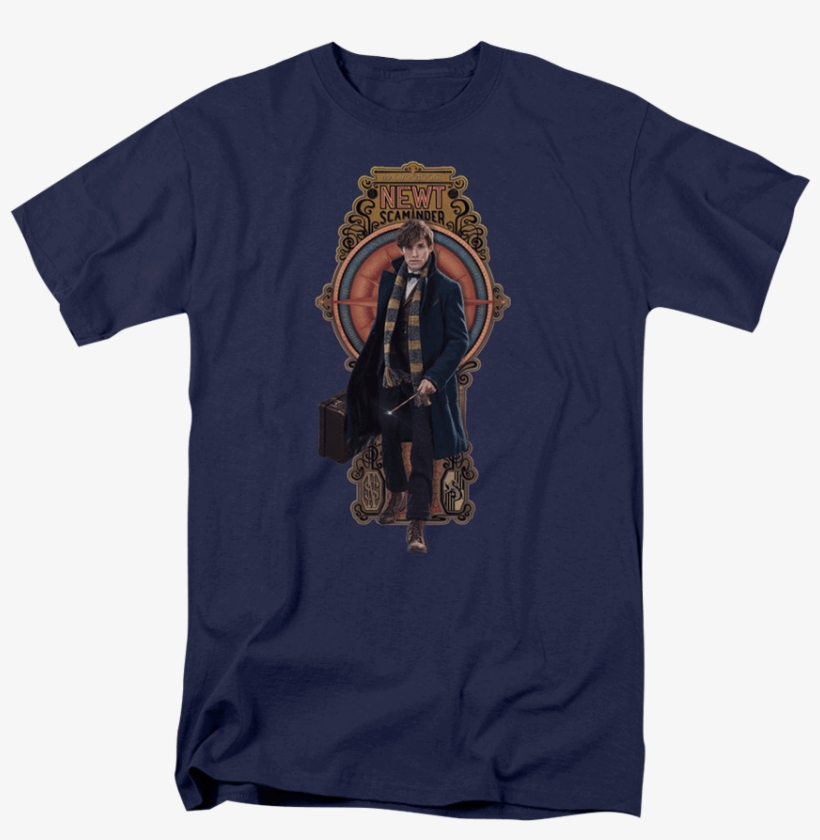 Fantastic Beasts Newt Scamander T-shirt - Newt Scamander Gehende Kunst Nouveau Platte Runder, transparent png download
