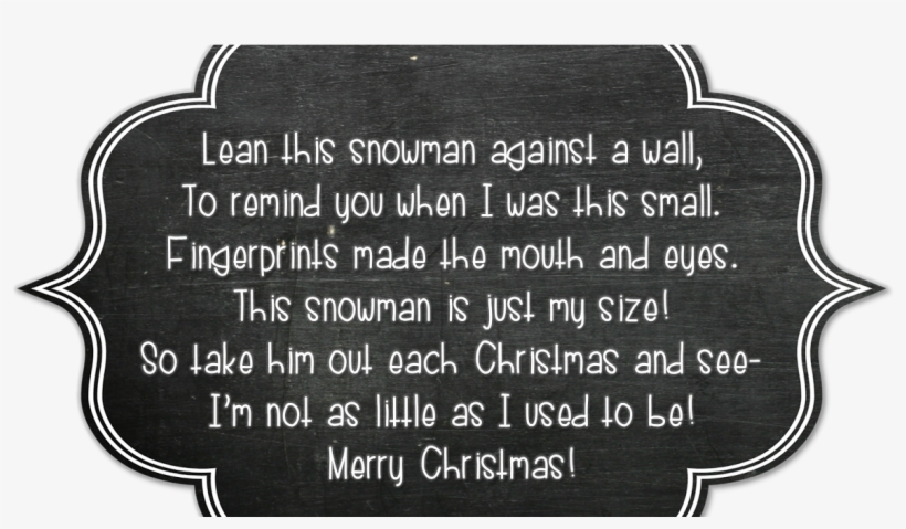 Snowman Poem - Christmas Day, transparent png download