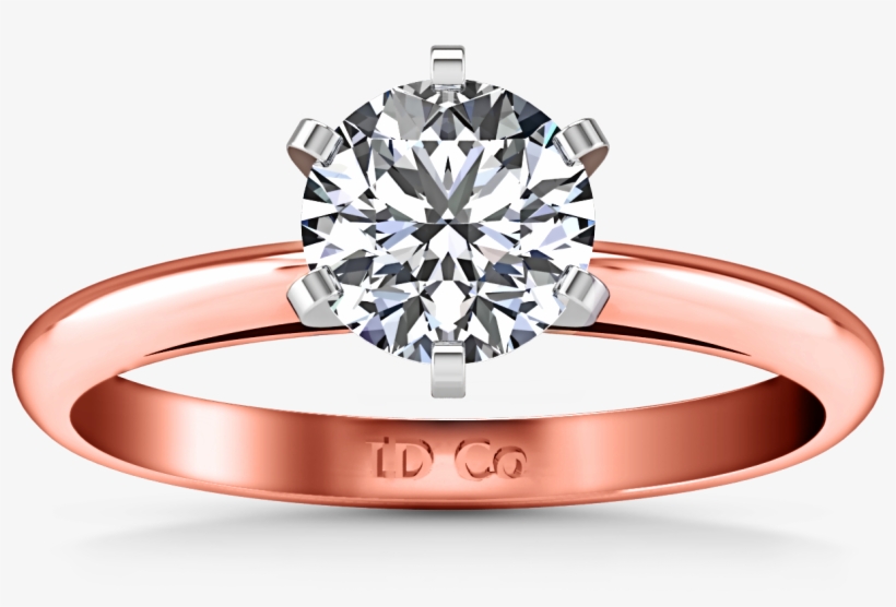 Solitaire Engagement Ring Cathedral 6 Prong 14k Rose - Solitaire Diamond Engagement Ring Nuovo 14k Rose Gold, transparent png download