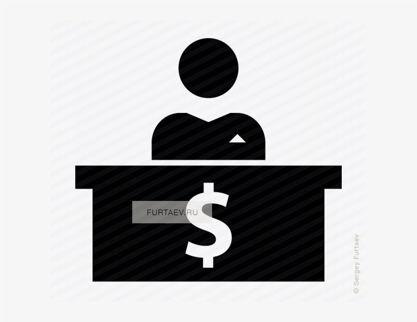 Vector Icon Of Man Sitting At Table With Dollar Sign - Banker Icon Png, transparent png download