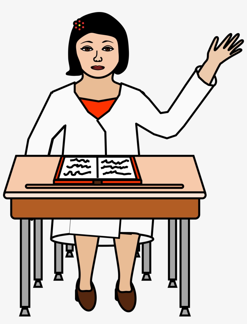 Student Sitting At Desk Raising Hand Clipart - Alumno Levantando La Mano Png, transparent png download