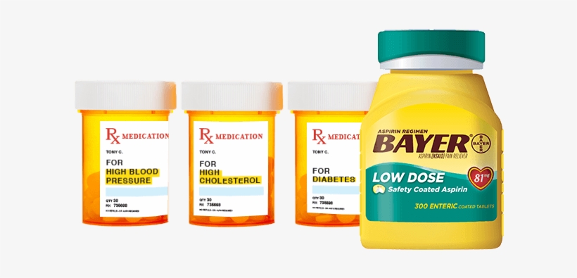 Bayer Low Dose Aspirin Bottle Next To Unmarked Prescription - Bayer Bayer Aspirin Regimen Low Dose Safety Coated, transparent png download