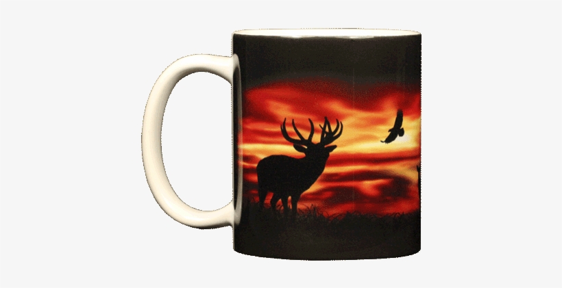 Twilight Elk Ceramic Mug - Mug, transparent png download