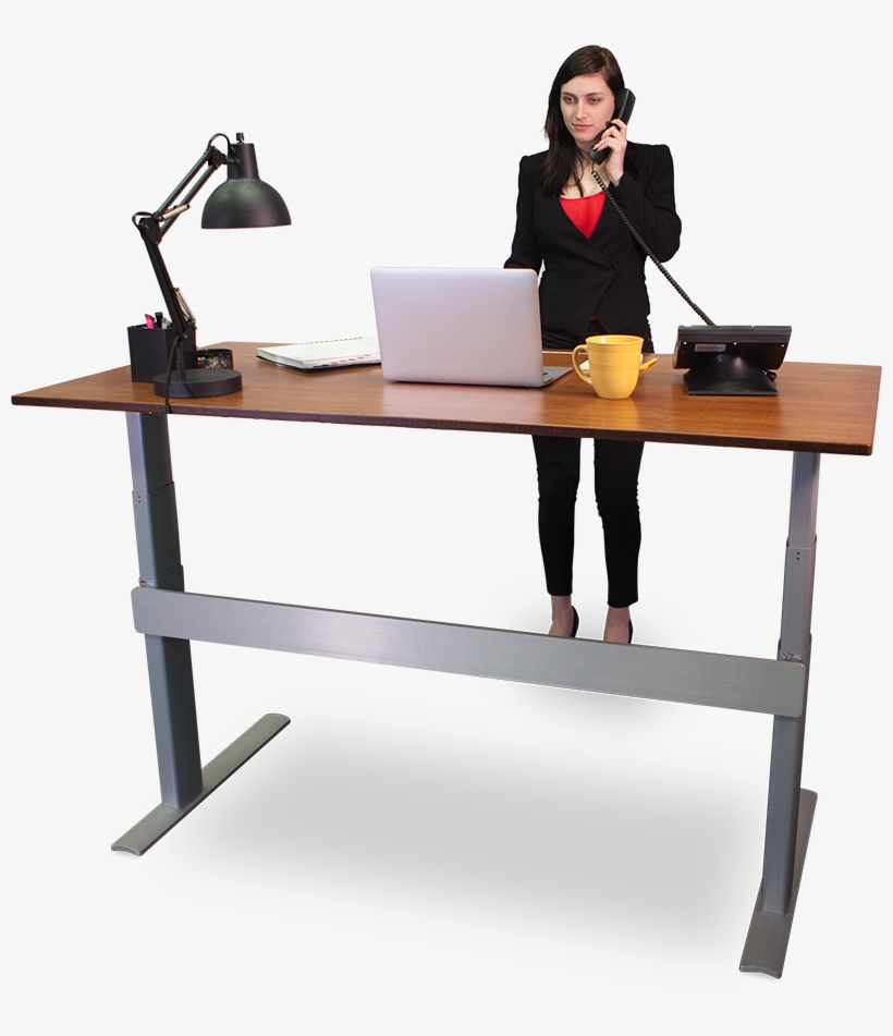 E, So Stretching And Getting A Padded Floor Mat Will - Woman Standing At Desk, transparent png download