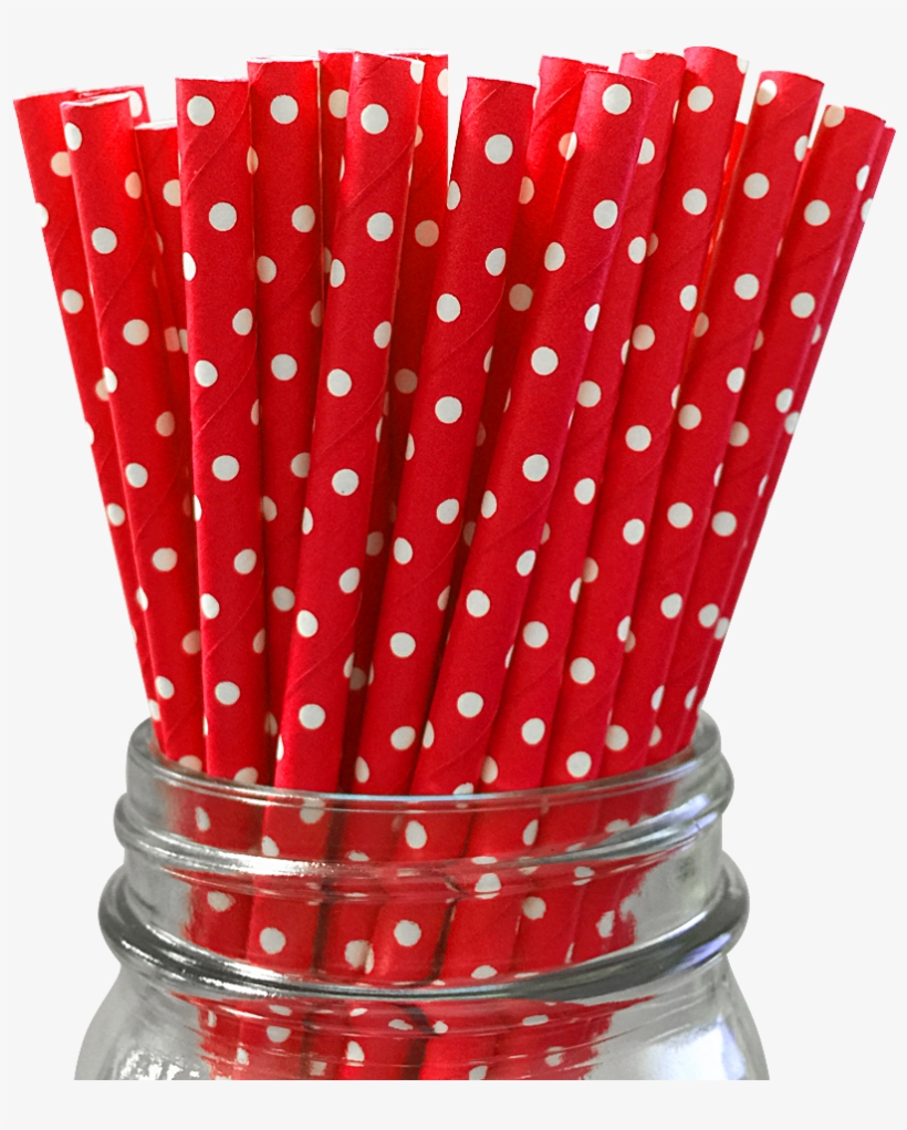 Mini Red With White Polka Dot 25pc Paper Straws - Red And White Dot Paper Straws, transparent png download