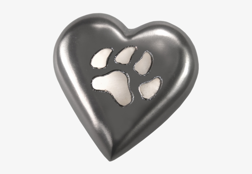 Black Pawprint Heart Pet Urn Keepake - Heart, transparent png download