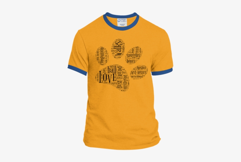 Black Paw Print Word Cloud Personalized Ringer Tee - Letters Fraternity T Shirt, transparent png download