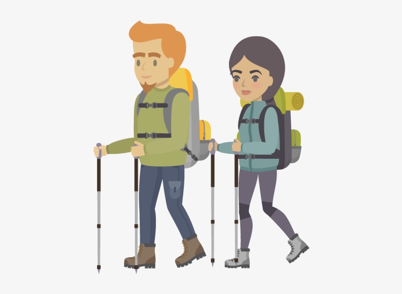 Couple Hiking With Good Trail Etiqutte - Cartoon, transparent png download