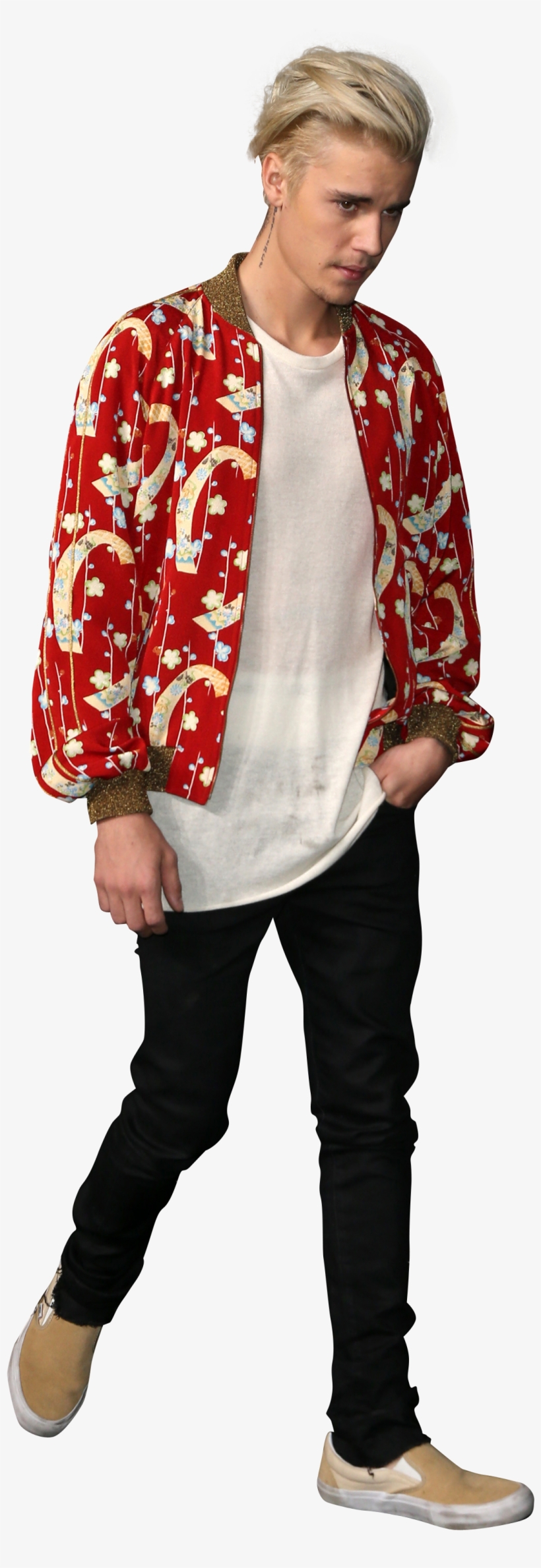 Justin Bieber Dressed In A Red Shirt Png Image - Red Shirt People Png, transparent png download