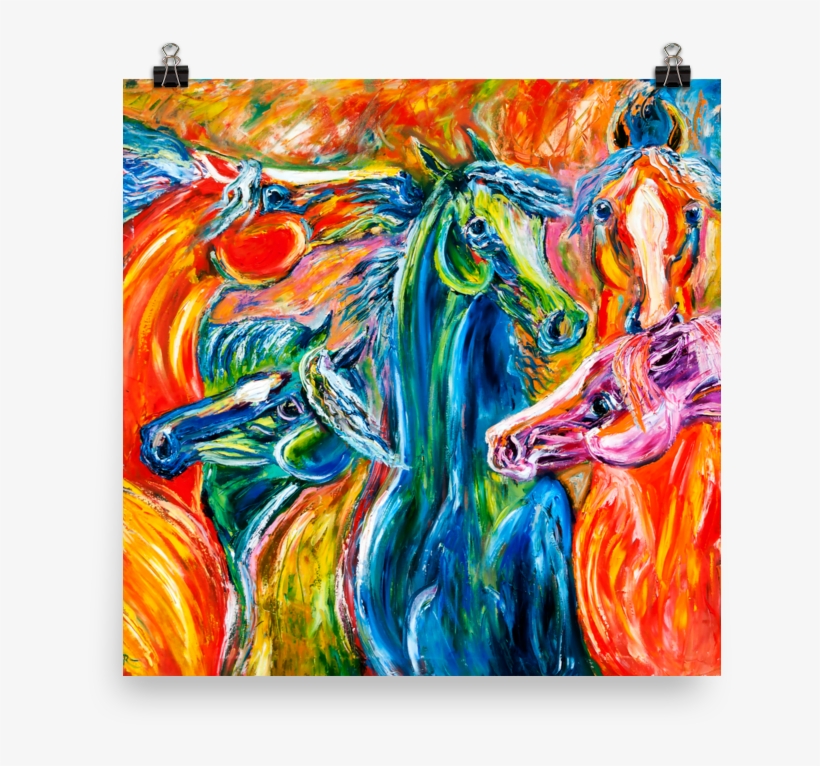 Wild Horse Herd Abstract "coat Of Many Colors" Glossy - Abstract Art, transparent png download