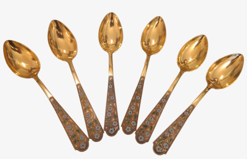 Six Russian Enamel Gilt Silver Spoons, 1st Half 20th - Spoon, transparent png download